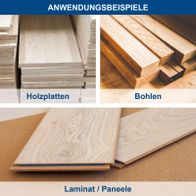 Holzplatten, Bohler und Laminat/Paneele als Materialbeispiele für Holzverarbeitung
