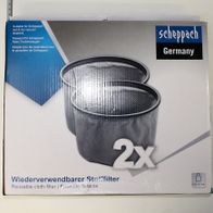 Scheppach Stofffilter (2 Stück) für Nass-/Trockensauger, wiederverwendbarer Filterbeutel