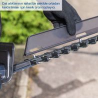 Dal atiklarin rahat bir sekilde ortadan kaldirilmas iin kesik urun toplayici. Die Heckenschere verfügt über einen Sammelbehälter für geschnittene Äste, der ein bequemes Entfernen der Äste ermöglicht.