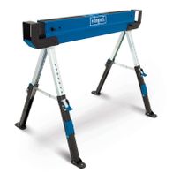 Arbeitsbock MWB600 von Scheppach mit ausziehbarer Arbeitshöhe von 618 bis 820 mm und einer maximalen Belastung von 600 kg. Ideal als Sägebock oder Unterstellbock für den DIY-Bereich.