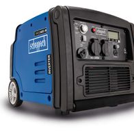 Inverter SG3400i Scheppach, 3400W, 7,4L Tank, 65,5 dB, von der Seite gezeigt.