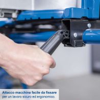 Attacco macchina facile da fissare per un lavoro sicuro ed ergonomico.