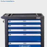 Werkstattwagen mit fünf verschließbaren Schubladen für Werkzeuge, inkl. Sicherheitsschloss