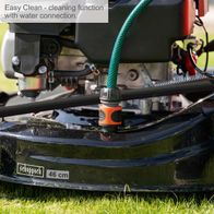 The Scheppach petrol lawnmower MS173-51 features an easy clean function with water connection. The cutting width is 46 cm.