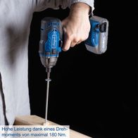Akku-Schlagschrauber mit maximalem Drehmoment von 180 Nm für präzise Bohrungen und Schraubarbeiten
