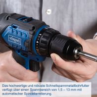 Robuster Schnellspannmetallbohrfutter mit Spannbereich 1,5–13 mm und automatischer Spindelabstimmung