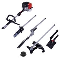 Das 4in1 Multigartengerät MT33P von Scheppach umfasst eine Motorsäge, einen Heckenschereinsatz, einen Grastrimmer und einen Freischneider. Das Gerät ist vielseitig einsetzbar und bietet hohe Leistung mit 1.22PS.