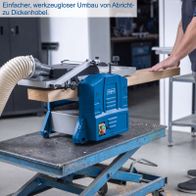 Scheppach-Abricht- und Dickenhobel mit ausziehbarer Werkstückauflage, einfache Umrüstung ohne Werkzeug