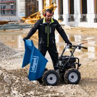 Scheppach-Dumper mit Kippbehälter, Allradantrieb und 3 Vorwärts-/1 Rückwärtsgang, 300 kg Traglast