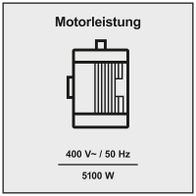 Motorleistung von 5100 Watt für 400 Volt, 50 Hz-Antrieb