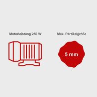 Die Tauchpumpe SBP300 hat eine Motorleistung von 250 Watt und eine maximale Partikelgröße von 5 mm.
