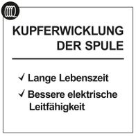 Wichtige Merkmale: Langlebiger Betrieb und verbesserte elektrische Leitfähigkeit der Kupferspule