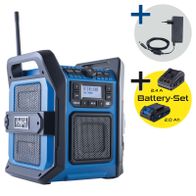 Akku-Baustellenradio mit Bluetooth, USB-Anschlüssen, DAB/DAB+ und LCD-Display inkl. Akku-Set und Ladegerät