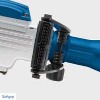 Abbruchhammer AB1700 Scheppach mit Soft-Grip für komfortablen Halt und inkl. Spitz- und Flachmeißel für verschiedene Anwendungen.