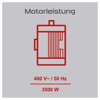 Holzspalter mit 400 V, 50 Hz und 3500 W Leistung.