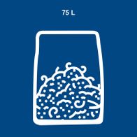 Scheppach-Tool mit 75 Liter Kapazität, dargestellt durch eine schematische Grafik von Flüssigkeitsbehältern