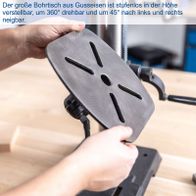 Tischbohrmaschine mit verstellbarer Höhe, 360° drehbarer und 45° neigbarer Arbeitsplatte