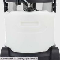 Der Scheppach CUC20-BE Sprüh- und Waschsauger verfügt über einen abnehmbaren 3,5-Liter-Reinigungsmitteltank für einfache Reinigung und Wartung.