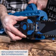 Werkzeugloser Kettenwechsel mit Schnellspannsystem für Scheppach-Elektro-Kettensäge ECS1600
