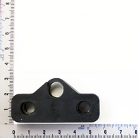 Halterungsblock von Scheppach, von der Seite betrachtet, mit drei Löchern und einer runden Öffnung.