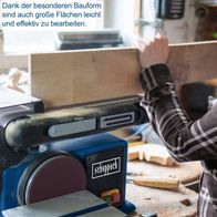 Der Scheppach Band- und Tellerschleifer BTS800 ermöglicht dank seiner besonderen Bauform die einfache und effektive Bearbeitung großer Flächen. Er ist mit einem 12-teiligen Schleifbandset ausgestattet und funktioniert mit 230-240V 50Hz.