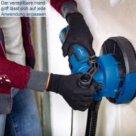 Der verstellbare Handgriff lässt sich auf jede Anwendung anpassen. Die Handschuhe bieten zusätzlichen Schutz und Komfort während der Arbeit.