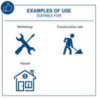 The cordless hammer drill C-RHD130-X by Scheppach has an impact energy of 1.3 Joules and an impact rate of up to 6000 bpm. It features an LED light for better visibility in dark areas.