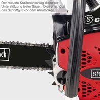 Die robuste Krallenanschlag dient zur Unterstützung beim Sägen. Dieser schützt das Schnittgut vor dem Abrutschen.