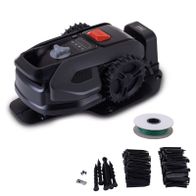 Mähroboter RRMA300 von Scheppach mit 16 cm Schnittbreite, 300 m² Flächenleistung, Regensensor und Kantenmähen. Inklusive Ersatzteilen wie Messern, Schrauben und Ersatzklingen.