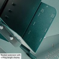 Die Wippsäge WOX D700 von Scheppach Forrest verfügt über eine Wippenverlängerung mit Schneidelängenanzeige.