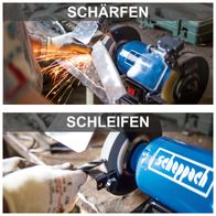 Der Scheppach Doppelschleifer SM150LB bietet zwei Funktionen: Schärfen und Schleifen. Ideal für präzises Arbeiten an verschiedenen Materialien.