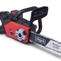 Akku-Kettensäge BCHS300-ProS von Scheppach, 30 cm ProCut-Schwert, inkl. 2Ah Akku und Ladegerät. Die Säge wird von der Seite gezeigt.