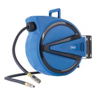 Automatische Druckluft-Schlauchtrommel mit 15 Meter Länge, 180° drehbar und tragbar, inkl. Autostopp-Funktion für Scheppach AHR15