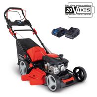 Scheppach-Benzin-Rasenmäher MS200-51E mit Akkubetrieb, 51 cm Schnittbreite, Fangbox 65 Liter, inklusive Akku und Ladegerät