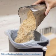 Dust collection container mit 560 ml Kapazität für einfache Entleerung