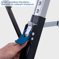 Einzelne Standbeine sind separat verstellbar – ideal auch bei unebenem Untergrund.