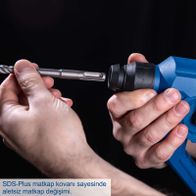 SDS-Plus-Mutterwechsel ohne Werkzeug in Akku-Bohrhammer gezeigt