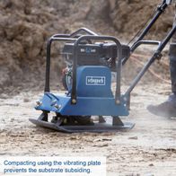 Compacting using the vibrating plate prevents the substrate from subsiding.