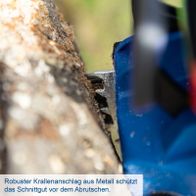 Robuster Metall-Krallenanschlag für Akkutronçonsegen, schützt Schnittgut beim Abtrennen