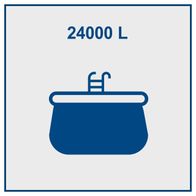 Der Poolfilter hat einen 24.000 Liter fassenden Tank und einen Deckel mit Griff.