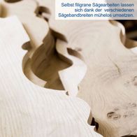 Selbst filigrane Sägearbeiten lassen sich dank der verschiedenen Sägebandbreiten mühelos umsetzen.
