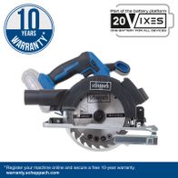 Scheppach tool with 10-year warranty, 20V battery platform for multiple devices, online registration for warranty coverage