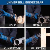 Akku-Säbelsäge mit universeller Anwendbarkeit für Holz, Metall, Kunststoff und Paletten