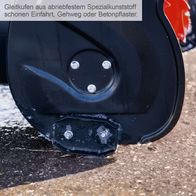 Abriebbeständige Gleitkufe für Schneefräse mit Beschriftung zu Einsatz auf glattem Untergrund, Gehweg oder Betonpflaster