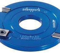 Scheppach HW-Wendeplatten-Nutfräser, 100x8x50, Artikelnummer 8000-12000. Frontansicht des Werkzeugs.