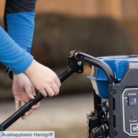 Der Benzin Stromgenerator SG7100x von Scheppach verfügt über einen ausklappbaren Handgriff für einfachen Transport und Handhabung.