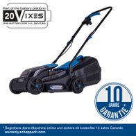 Scheppach Akku-Rasenmäher mit 32 cm Schnittbreite, 10 Jahre Garantie, 20-Volt-Batterie-System, inkl. Online-Registrierung für kostenlose Garantie