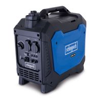 Der Scheppach Inverter Stromerzeuger SG2600i mit 2000 Watt Leistung, Parallelanschluss, Überlastschutz und Ökonomie-Modus. Gezeigt von der Seite.
