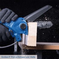 Großes Scheppach-ProCut-Schwert mit 6-Zoll-Kette für präzise Schnitte