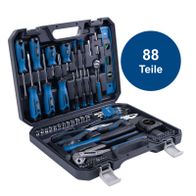 Werkzeugkoffer mit 88 Teilen inkl. Schraubendreher, Zangen, Hammer und anderen Werkzeugen für den Heimwerker.